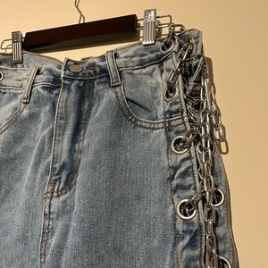Chain lace up Jeans